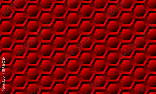 Futuristic design with geometric shape – Seamless 3D hexagonal shape pattern design with line– Abstract gradient pattern with red color for texture, infographic, media, seminar