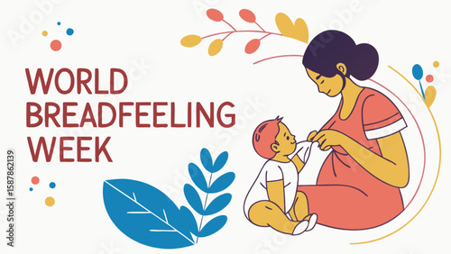 World breastfeeding week illustration for mother and child health and nutrition awareness campaign design