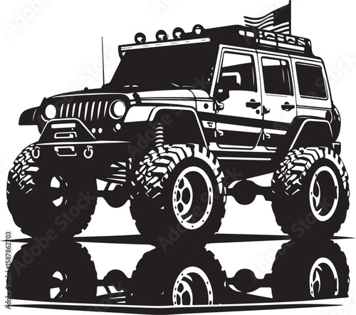 Side view of a transportation silhouette in high contrast