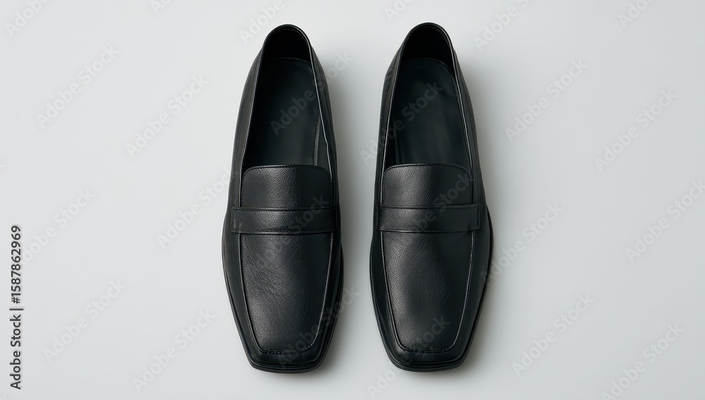 Pair of black leather loafers (1) Pair of black leather loafers (1)