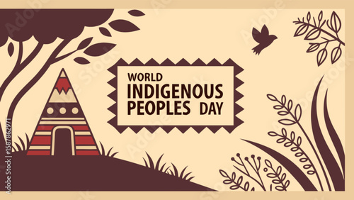 Celebrate world indigenous peoples day with nature and cultural heritage illustration design vector graphic
