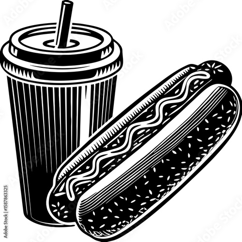 Hot Dog and Drink Fast Food Combo Meal Idea