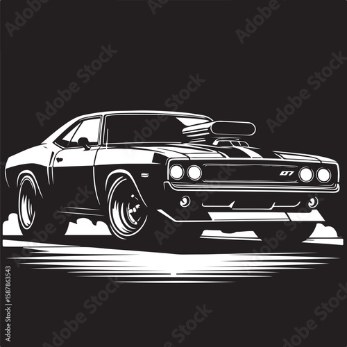 Side view of a transportation silhouette in high contrast
