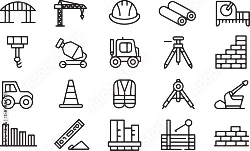 Construction Icons A Collection of Essential Building and Engineering Symbols