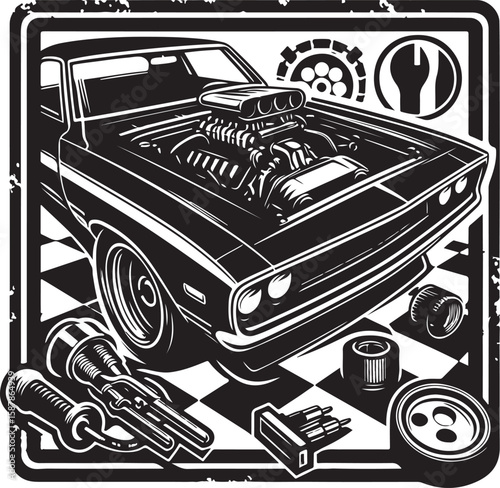 Classic vehicle form in clean silhouette vector