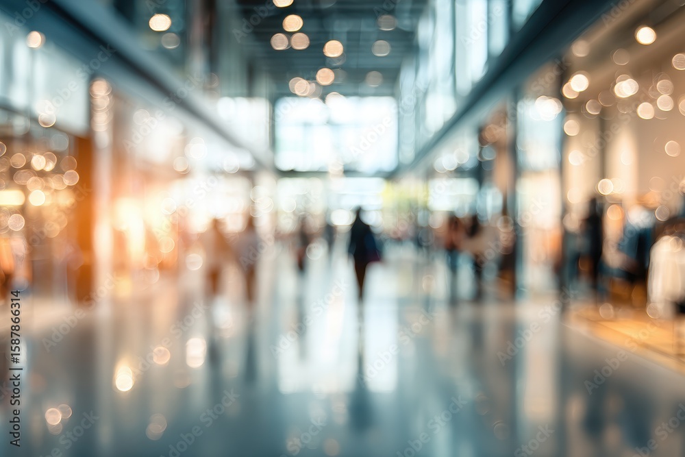 Fototapeta premium Blurred view of a bustling shopping mall (6)