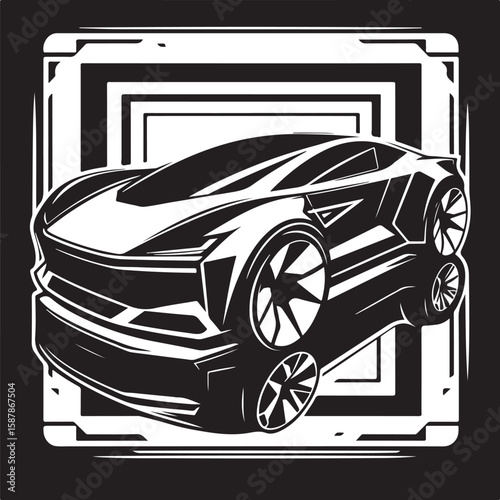 Black and white automotive shape for design use