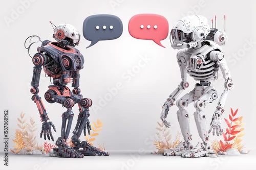 Robots talking ai conversation future technology artificial intelligence discussion chat bot