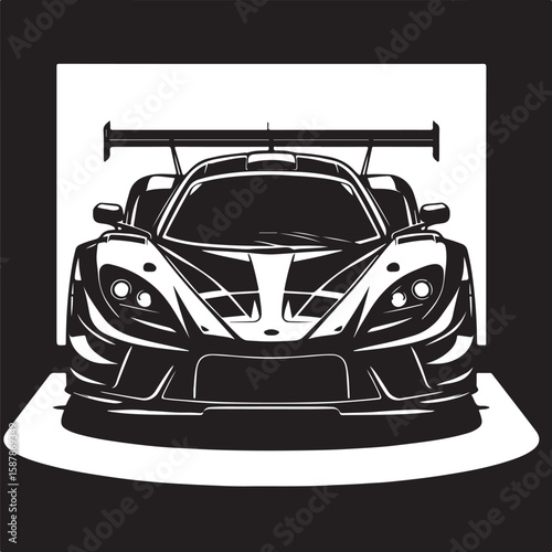 Minimal black and white transport silhouette illustration