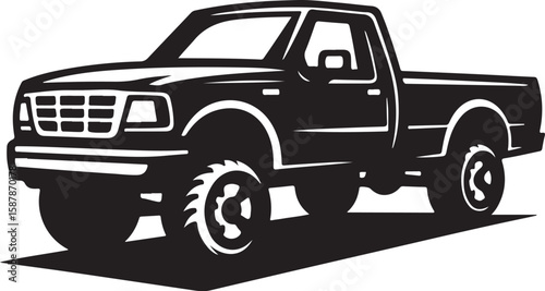 Minimal black and white transport silhouette illustration