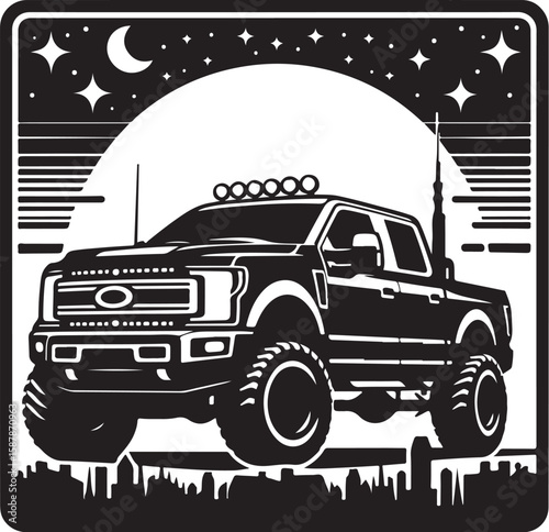 Silhouette of a modern vehicle design in black and white
