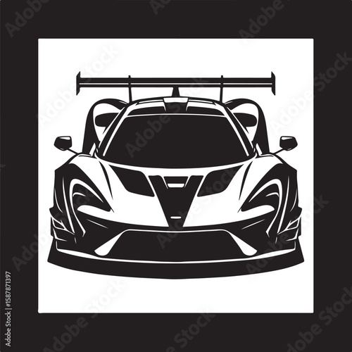 Silhouette of a modern vehicle design in black and white