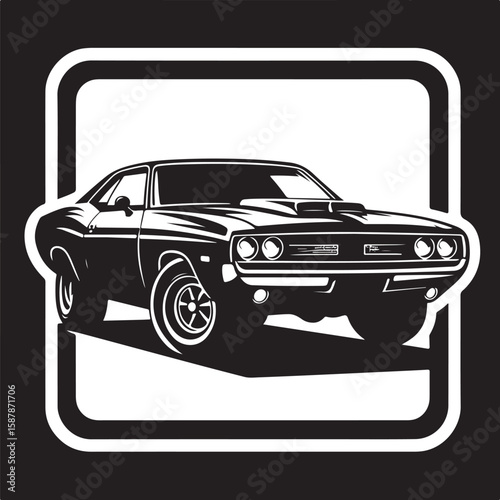 Silhouette of a modern vehicle design in black and white