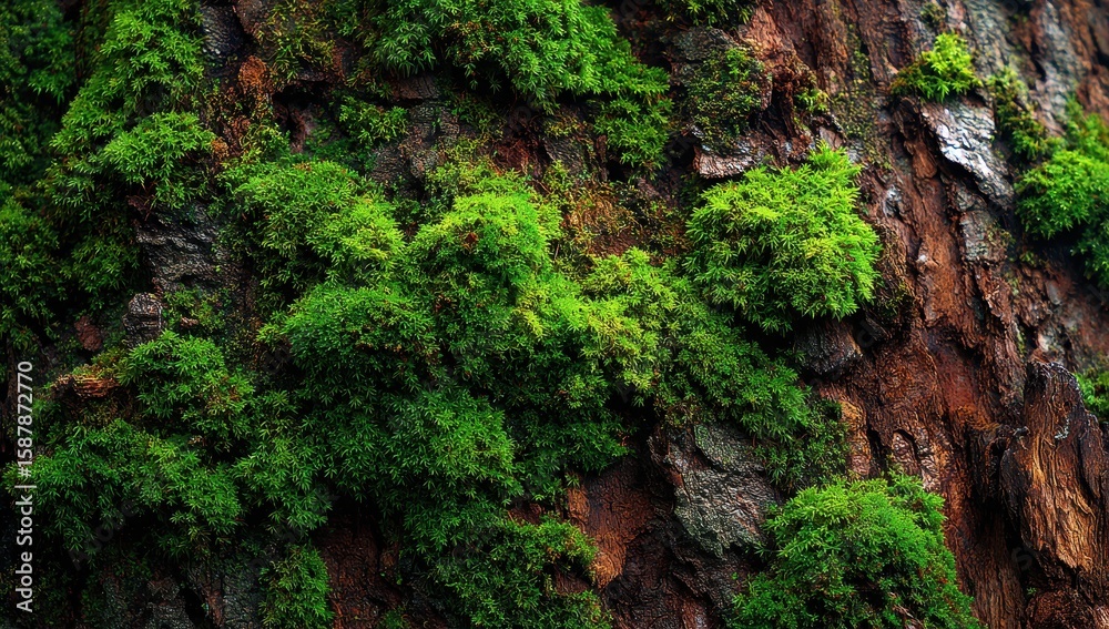 Close-up of moss on tree bark Close-up of moss on tree bark