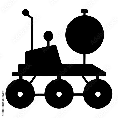 Black silhouette of a lunar exploration rover isolated on a white background isolated on white background