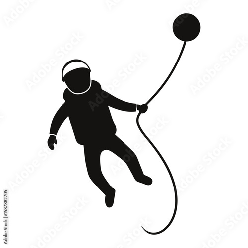 Astronaut silhouette floating in space a classic science fiction symbol isolated on white background