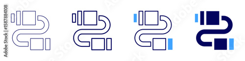 Ethernet cable icon in 4 different styles. Thin Line, Line, Bold Line, Duotone. Duotone style. Editable stroke