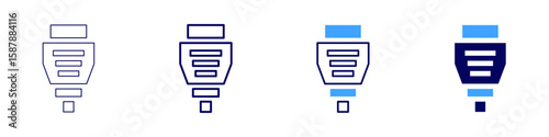 Hdmi cable icon in 4 different styles. Thin Line, Line, Bold Line, Duotone. Duotone style. Editable stroke