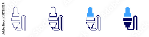 Jack cable icon in 4 different styles. Thin Line, Line, Bold Line, Duotone. Duotone style. Editable stroke