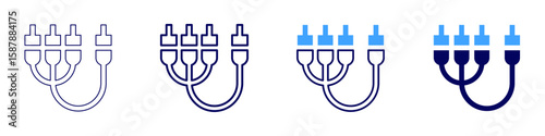 Rca icon in 4 different styles. Thin Line, Line, Bold Line, Duotone. Duotone style. Editable stroke