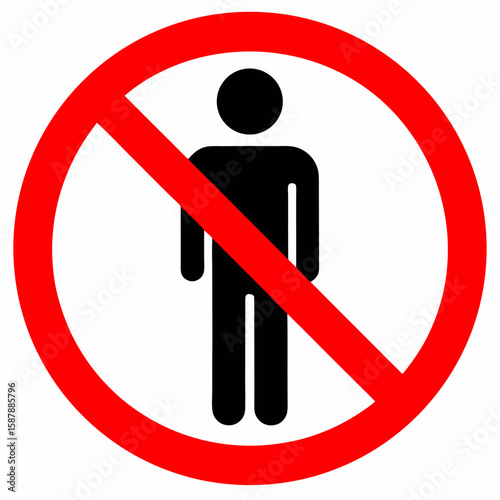 No entry sign with human figure prohibition symbol red circle and slash vector illustration