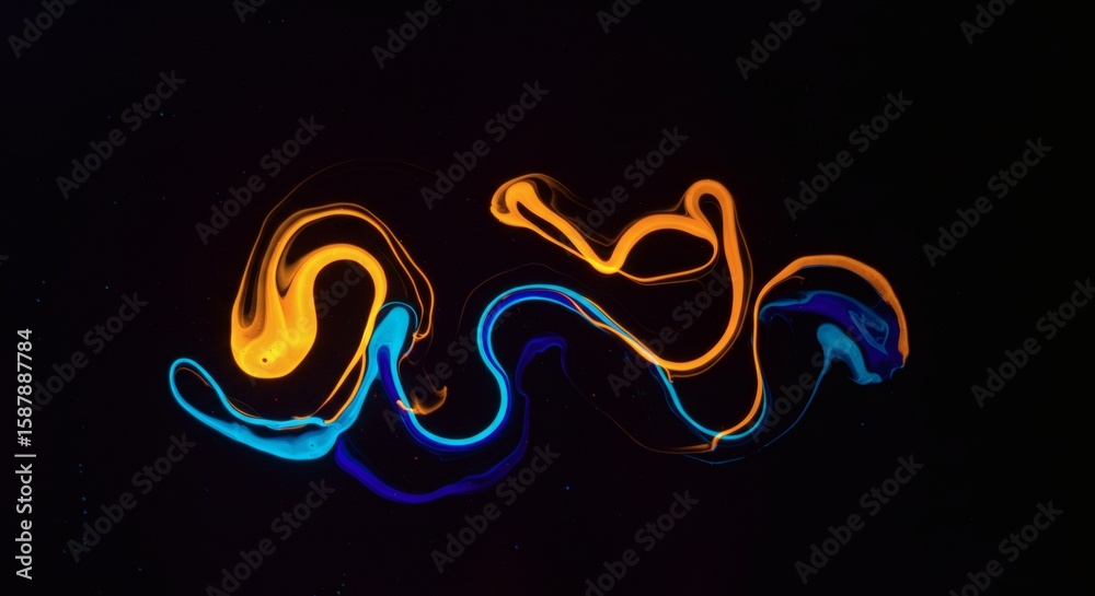 Fototapeta premium Dynamic Glowing Swirls of Orange and Blue Fluid Light on a Dark Background