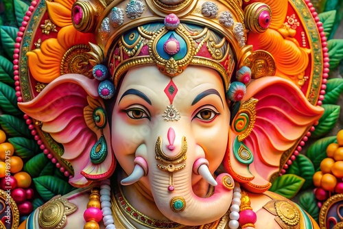 Wallpaper Mural Vibrant and ornate ganesha deity sculpture with intricate details and rich colors Torontodigital.ca