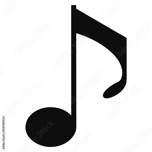 A black musical note with a quarter note design, a symbol of music, sound, and harmony.