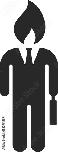 Businessman solid icon used in passion, ambition, and high-energy business or startup clip art concepts.