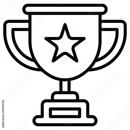 Outline award trophy icon for success, achievement, and winners