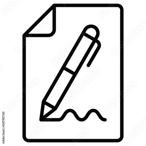 Outline contract and pen icon for agreements and signing documents