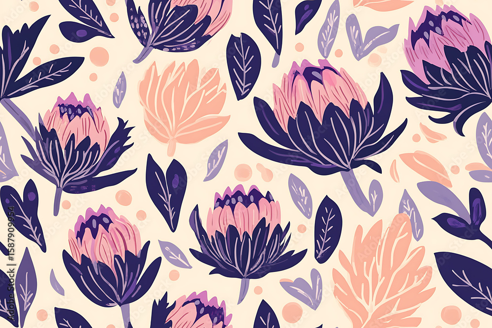 Artichoke Thistle Minimalist seamless pattern background vector Artichoke Thistle Minimalist seamless pattern background vector