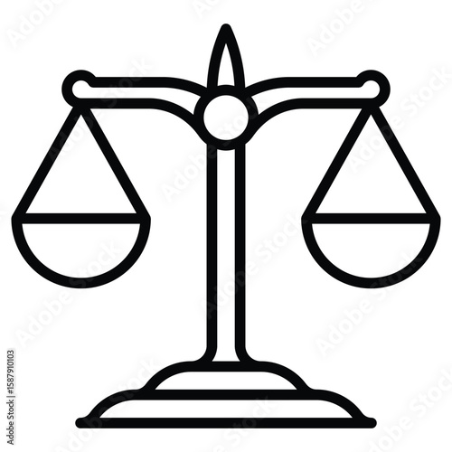 Outline scales of justice icon for legal and law concepts