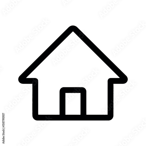 Black Outline of a Simple House Icon With Doorway