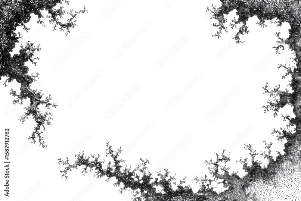 Obraz premium A delicate fractal pattern borders a white space