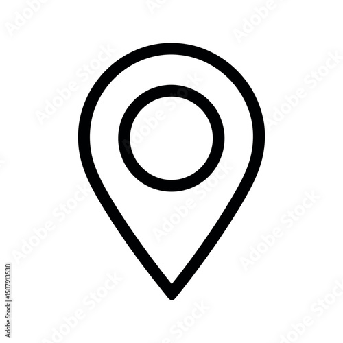 Simple Black Location Pin Icon on White Background