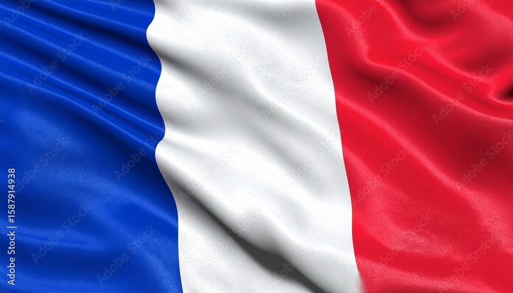 Fototapeta premium The French national flag waving elegantly in the wind