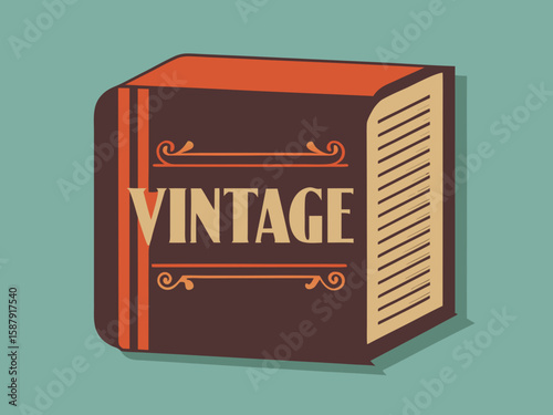 vector illustration of an old book with a label