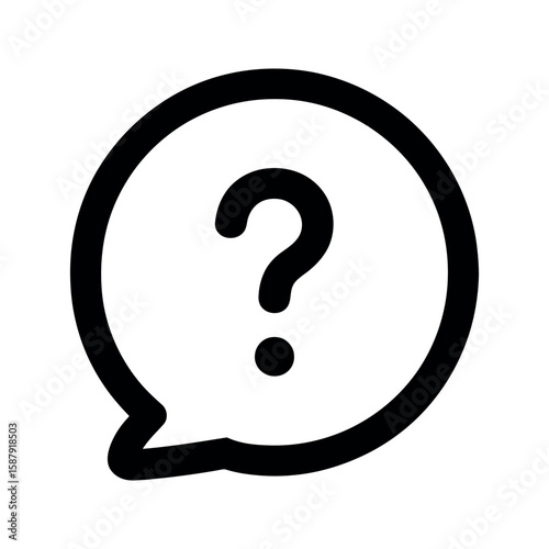 Question Mark Inside a Black Speech Bubble on White Background