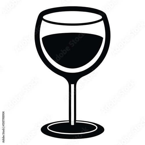 A black wine glass with a thin stem, representing elegance, fine dining, and celebration.