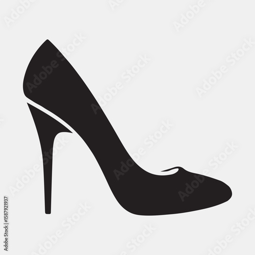 Elegant Black High Heel Shoe Silhouette

