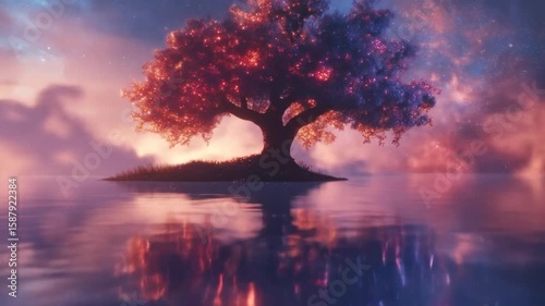 Magical Tree on a Misty Island