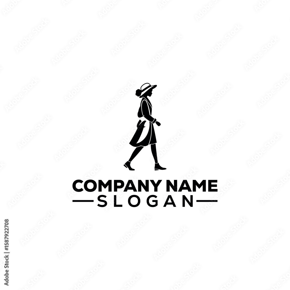 Naklejka premium Woman Profile with Laurel Wreath Emblem