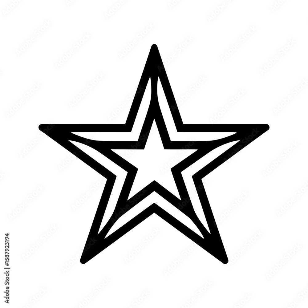 Fototapeta premium Black Outline Star Icon, Geometric Shape on White Background