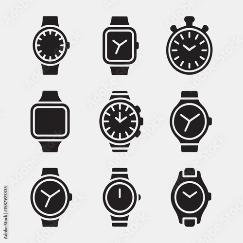 Collection of Stylish Wristwatch Icons
