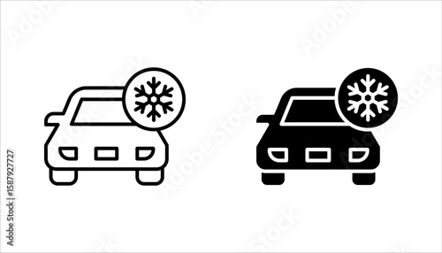 Car air conditioner line icon set. Climate control. vector illustration on white background