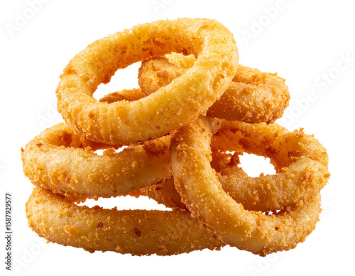 Fried onion rings crispy golden stack
