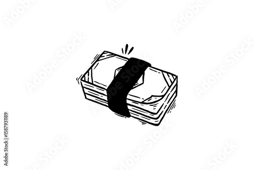 A bunch of money hand drawn sketch vector illustration