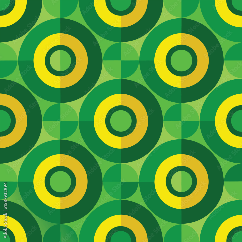 Fototapeta premium Seamless green Bauhaus circle pattern background wallpaper