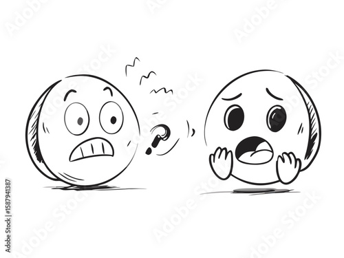 The Shocking Truth: Capturing the stunned expression of two emoji-style faces revealing an unsettling thought bubble with a question mark, offering a creative expression of bewilderment.